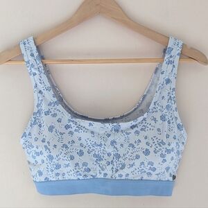 Lucky Brand light blue white pastel floral bralette bra medium NWOT